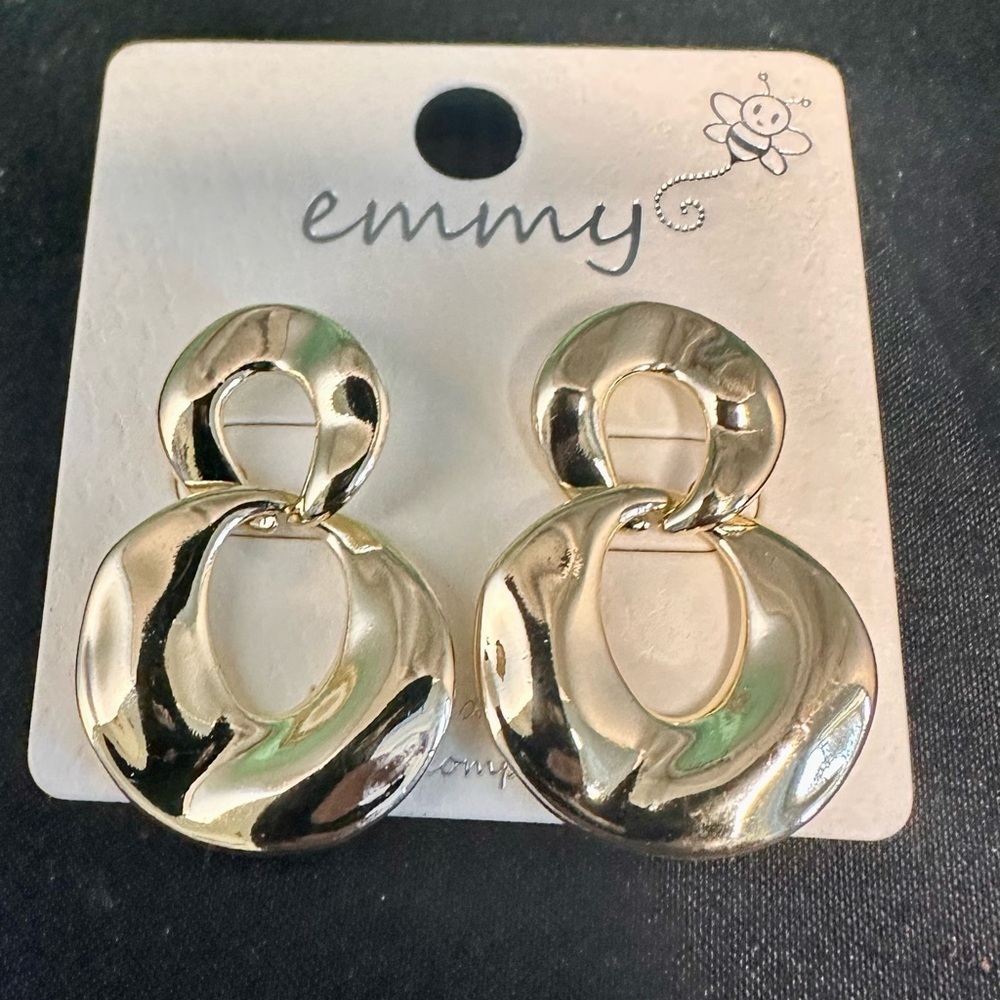 Emmy Chunky Gold Sculptural Drop Earrings NWT